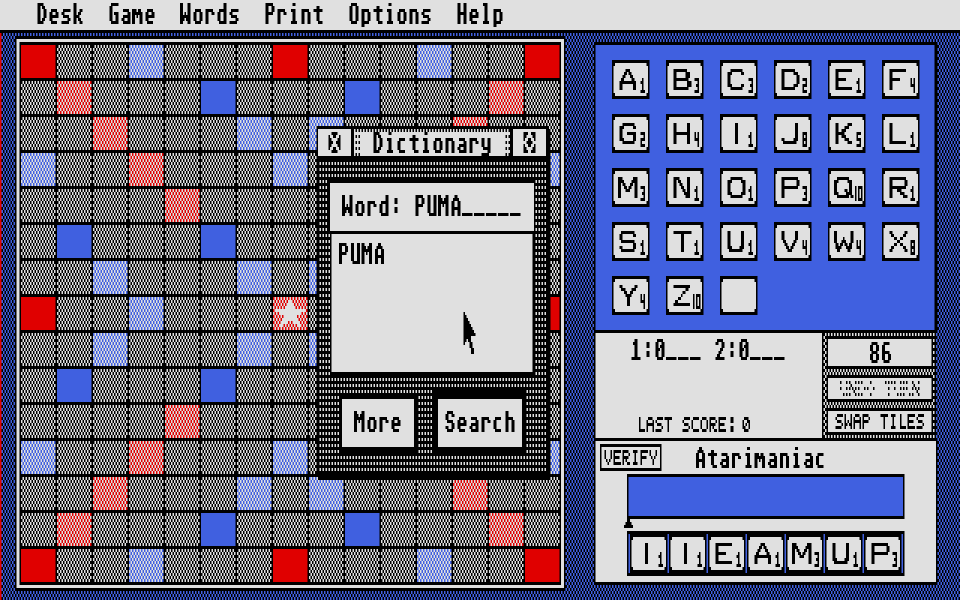 STrabble atari screenshot